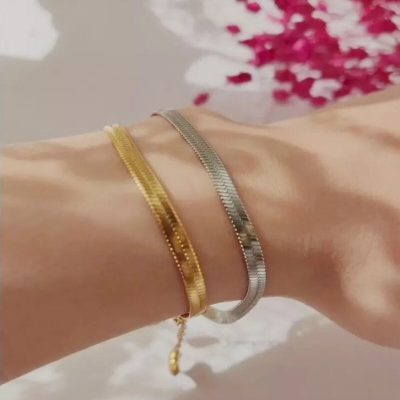 دستبند زنانه ماری استیل رنگ ثابت طلایی و نقره ای