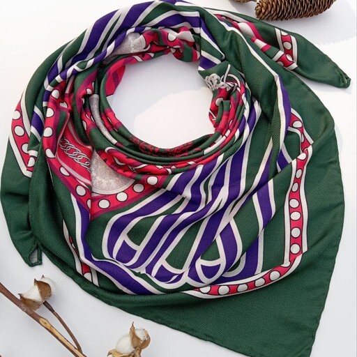 روسری نخی کجراه پاییزه طرح هرمس رنگبندی