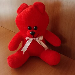 عروسک خرس قرمز ولنتاین قد 20 سانت کوچک 
