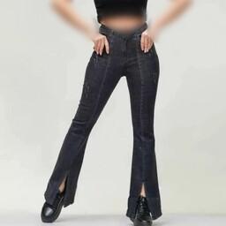 شلوار بوتکات جلو چاک جنس جین نیل درجه یک ارسال رایگان بدون آبرفت و رنگدهی موجود در سایز 38 تا 48 شلوار زنانه 