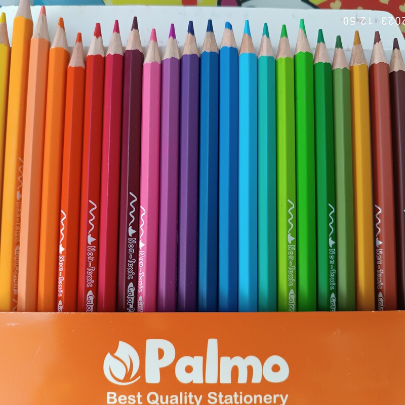 مداد رنگی 24 رنگ پالمو مقوایی با کیفیت 
