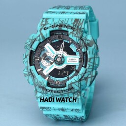 ساعت مچی جی شاک GShock GA110 رنگ آبی فیروزه ای  صد در صد  ضد آب، تنظیم اتوماتیک با کشورها، دارای اتولایت