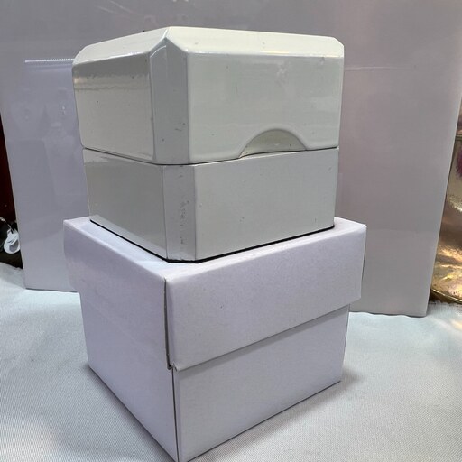 جعبه چوبی انگشتر سفید  با کاور سفید کد glsr-2327