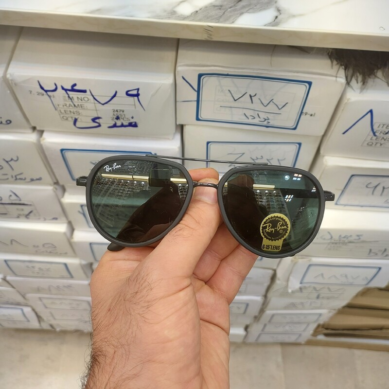 عینک آفتابی خلبانی مردانه مارک ریبن شیشه ضدخش یووی 400(رنگ سبز لجنی )