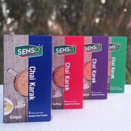 چای کرک ساشه ای برند سنسو(SENSO)محصول هند طعم و عطر ناب در  چهار طعم  هل،زعفران،ماسالا و زنجبیل