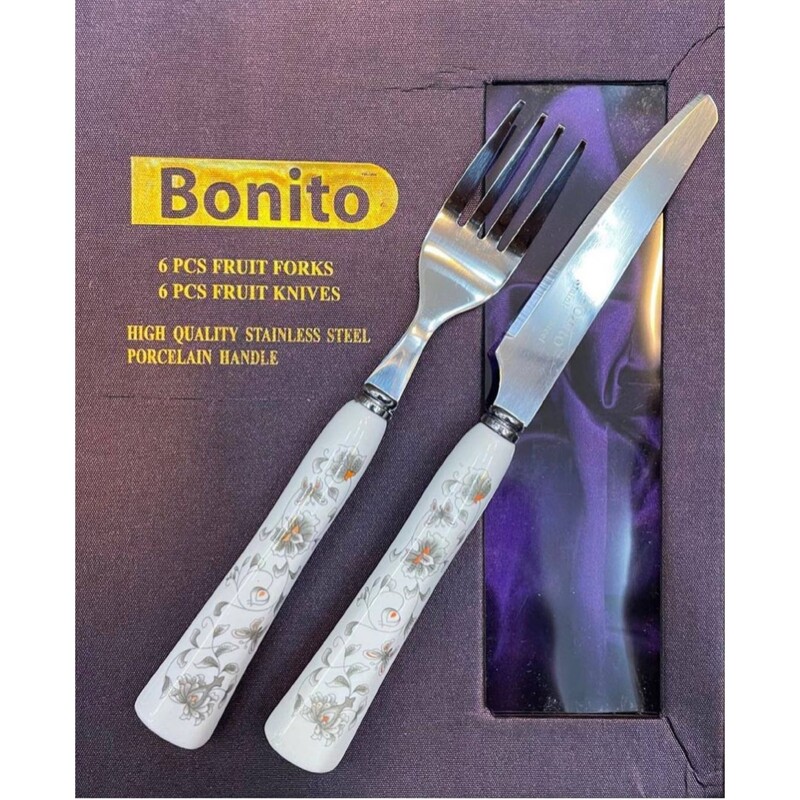 کارد چنگال میوه خوری بونیتو 6عدد چنگال و 6 عدد چاقو ،سرامیکی ،Bonito