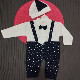 سرهمی نوزادی ستاره  همراه کلاه کیفت عالی پسرانه و دخترانه لباس بچه گانه 