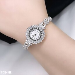 ساعت نقره عروس مدل جدید و شیک با آبکاری رادیوم طلای سفید و فاکتور معتبر 