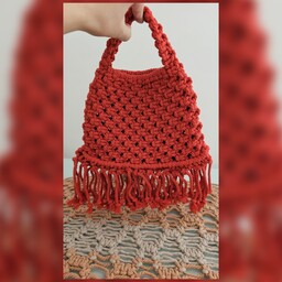 کیف مکرومه یلدایی قرمز