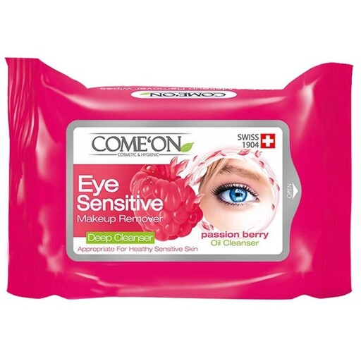 دستمال مرطوب پاک کننده آرایش دور چشم کامان مدل EYE SENSITIVE COMEON بسته ی 10 عددی