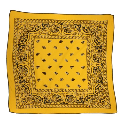 باندانا یا دستمال سر نخی مدل بته جقه اصلی زرد