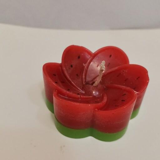 شمع یلدایی طرح هندوانه شبیه گل ، ساخته شده از پارافین کریستالی