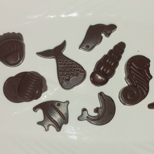شکلات فانتزی، شکلات کاکائویی، موجودات دریایی، شکلات فله ای، کاکائو طرح موجودات دریایی، آموزش نشانه، جایزه، عید