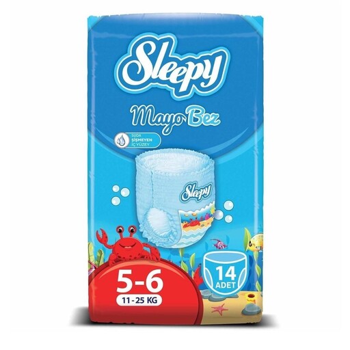 پوشک استخری اسلیپی sleepy بسته 14 عددی سایز 5 و 6 وزن 11 تا 25 کیلو