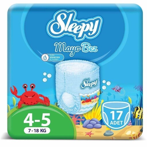 پوشک استخری اسلیپی sleepy بسته 17 عددی سایز 4 و 5 وزن 7تا 18 کیلو 