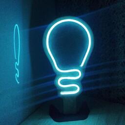 چراغ خواب نئونی طرح لامپ ابعاد 30 در 30 سانتی متر در رنگ های مختلف