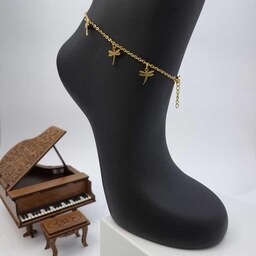 پابند زنانه  سنجاقک طلایی  استیل دخترانه زنانه کد30-1200