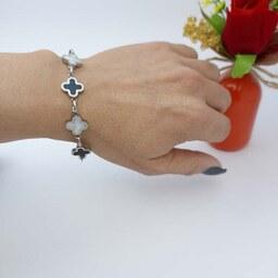 دستبند  زنانه دخترانه  استیل ونکلیف جدید سیلور رنگ ثابت کد140-1300