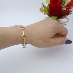 دستبند زنانه دخترانه استیل طلایی سیلور رنگ ثابت نگین دار  کد120-1315
