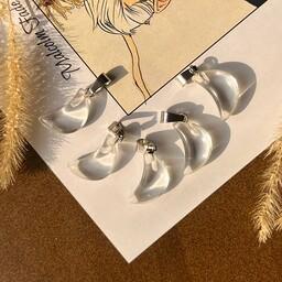 آویز سنگ کریستال کوارتز مدل ماه کوارتز شفاف مدال گردنبند سنگ اصل