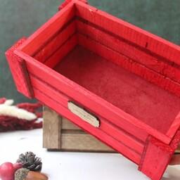جعبه چوبی قرمز مناسب تزیین و دکور  یلدا