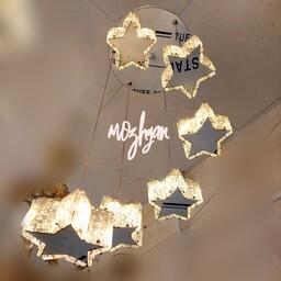لوستر مدرن کریستالی ستاره آویز شش تایی