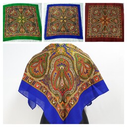 مینی اسکارف ترکمن طرح پرچمی (روسری ترکمن ، روسری سنتی، روسری قواره  85 ،  روسری گل گلی، مینی اسکارف سنتی)