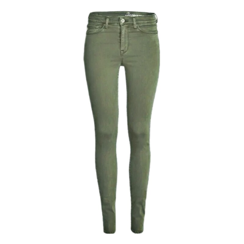 شلوار جین گنی زنانه برند سوئدی H and M سایز 30-26 اروپایی رنگ سبز خاکی شلوار جین اچ اند ام 