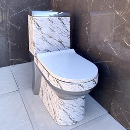 توالت فرنگی سفید نقره ای طرحدار طرح کلکته ( کوتینگی )