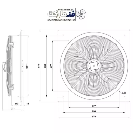 هواکش صنعتی دمنده سردخانه ای  80 سانت سری VIK مدل VIK-80R6T3 با 18 ماه گارانتی