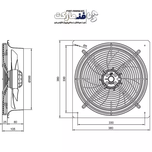 هواکش صنعتی دمنده 30 سانت مدل VIK-30V2S، دائم کار، 2100 دور، تکفاز با 18 ماه گارانتی