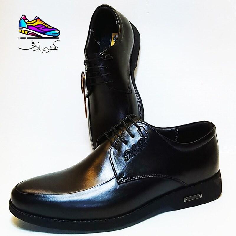کفش مردانه رسمی بندی مشکی چرم طبیعیPSB کد 313
