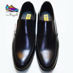 کفش مردانه رسمی بی بندی مشکی چرم طبیعیPSB کد 314
