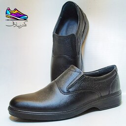 کفش تمام چرم طبیعی مشکی مردانه طبی رسمی مدل ساکو تبریز کد 316