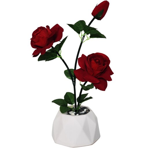 گلدان به همراه گل مصنوعی مدل رز کد 523