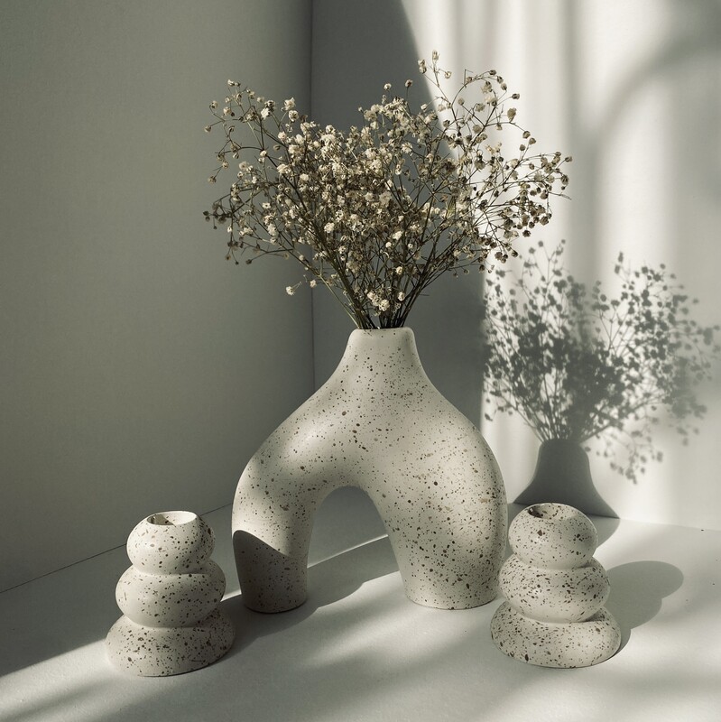 گلدان پافیلی و جاشمعی آبشاری جفت سنگ مصنوعی  ارسال به صورت پسکرایه (پرداخت هزینه ارسال درب منزل)