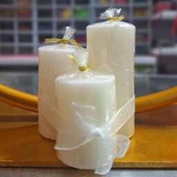 شمع استوانه ساده سفید  3سایز،قطر 4