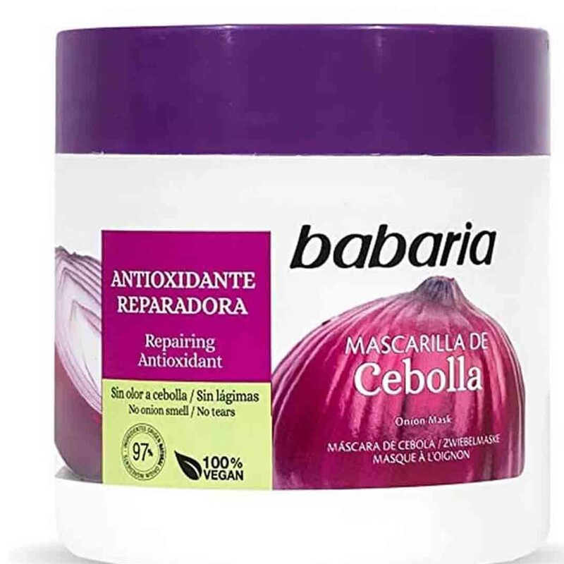 ماسک ترمیم کننده و تقویت کننده مو باباریا babaria مدل Cebolla مناسب موهای رنگ شده با عصاره پیاز حجم 400 میل