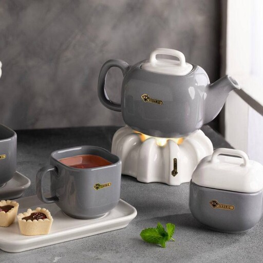 سرویس چایخوری صبحانه خوری دونفره آرکا سرامیک دو پوششه عالی 9 پارچه rk cramic 
