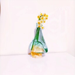 گلدان شیشه ای با پایه سنگ طبیعی کد122