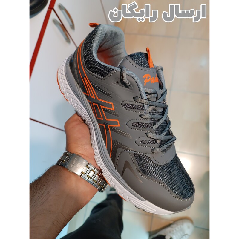 کفش اسپرت مردانه طرح آسیکس رنگ طوسی نارنجی سایز بندی 40 تا 45 ( ارسال رایگان )