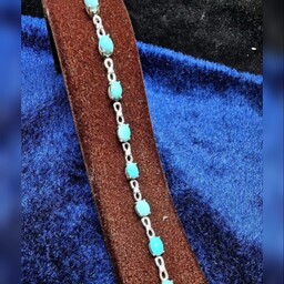 دستبند چندنگین زنانه فیروزه نیشابوراصلی 
رکاب نقره مخراج وآبکاری طلاسفید
