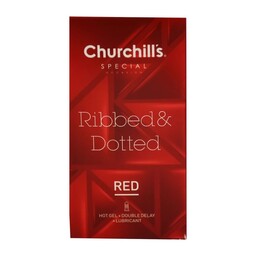 کاندوم چرچیلز مدل Ribbed  Dotted Red بسته 12 عددی

