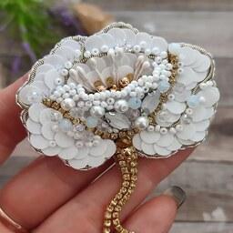 گلسینه جواهردوزی مدل گل سفید