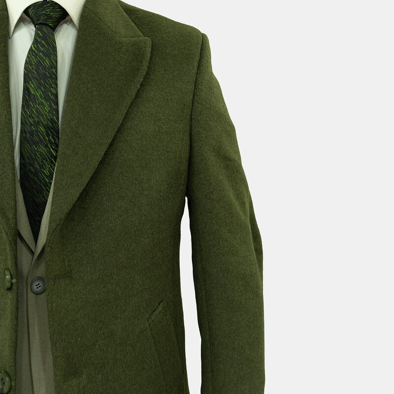 پالتو مردانه سبز  پارچه ماهوت پشمی با ارسال رایگان