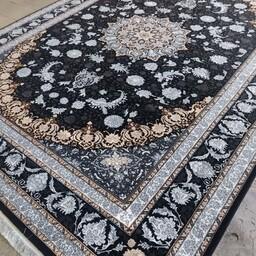 فرش ماشینی 9 متری 700شانه ورژن فرش دودی تیره فرش طوسی  لوکس فرش مشکی جدید فرش زیبا