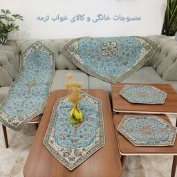 رومیزی پنج تیکه ترمه یزد طرح ابریشم  قیمت و کیفیت عالی 
