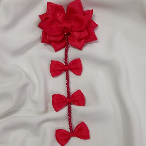 گل سر دخترانه ربانی  دنباله دار  آویز دار شیک و جذاب مناسب جشن یلدایی و شب چله قرمز خوش رنگ (دست ساز)