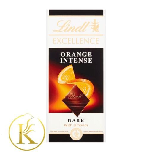 تابلت شکلات لینت با طعم شکلات تلخ و پرتقال (100 گرم) lindt

