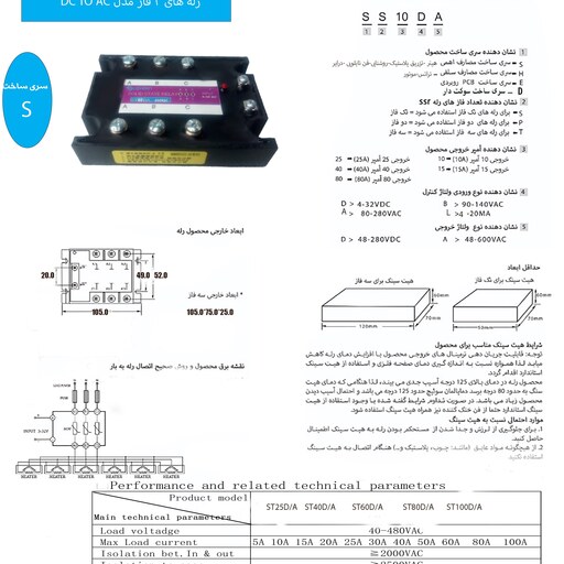 رله 40  امپر  سوشیما  3 فاز  مدل   SSR   DC TO AC